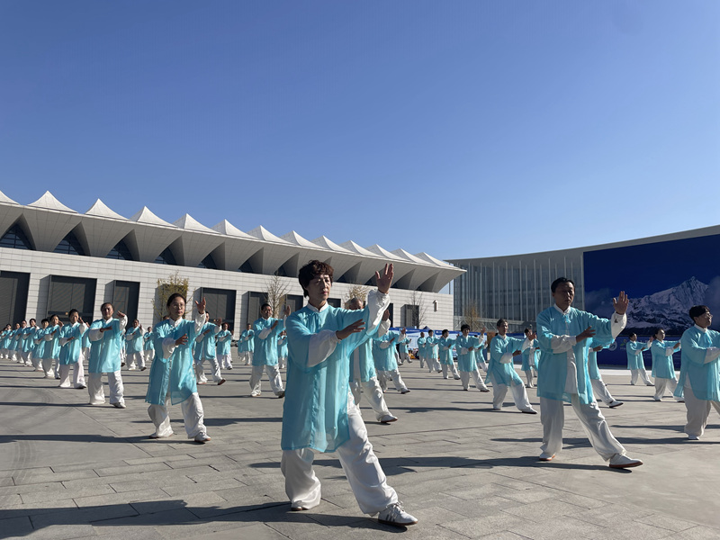 “陜西群眾武術(shù)大展演”活動正在進(jìn)行。人民網(wǎng)記者 賈凱璐攝