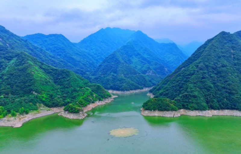 位于周至縣的黑河金盆水庫(kù)（航拍圖）。劉正良攝